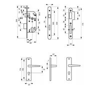 THIRARD - Garniture serrure encastrable à cylindre Monomax + ensemble poignées Demeter, axe 40mm, bouts ronds, 3 clés - THIRARD