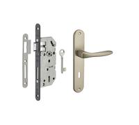 THIRARD - Garniture Serrure Encastrable Monomax NF Pêne Dormant - Ensemble Poignées Héra - Axe 40 mm - Bouts Ronds - Coffre Acier Embouti - Mécanisme à 2 Tours - Noir