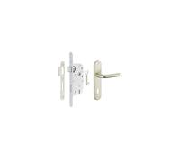 THIRARD - Garniture serrure encastrable nsemble poignées Leto, axe 40mm, bouts ronds, blanc, 1 clé - THIRARD