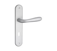 THIRARD Goccia Ensemble Poignées Porte de Chambre Trou de hromé Satin | Sur plaque, béquilles réversibles droite/gauche, aluminium, entraxe 195 mm, carré 7 mm