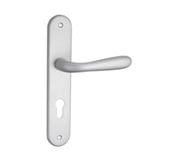 THIRARD Goccia Ensemble Poignées Porte Trou de Cylindre Chromé Satin | Poignée de porte sur plaque, béquilles réversibles droite/gauche, aluminium, entraxe 195 mm, carré 7 mm, garantie 5 ans