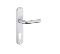 THIRARD Leto Ensemble Poignées Porte d'Entrée Trou de Cylindre Argent | Sur plaque, béquilles réversibles droite/gauche, aluminium, entraxe 165 mm, carré 7 mm
