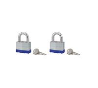 THIRARD Lot de 2 Cadenas SLICE 50 mm S'entrouvrant A LAMELLE | Corps Acier à Lamelles, Anse Acier Cémenté Nickelé, Finition Zingué, Pour Utilisation Intérieure, 4 Clés Laiton Nickelé.