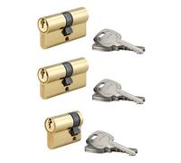 THIRARD - Lot de 2 cylindres double entrée STD 30x30mm et d'un cylindre 30x10mm s'entrouvrant laiton 3 clés/cylindre - THIRARD