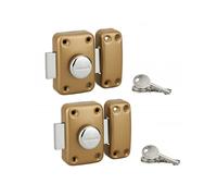 THIRARD - Lot de 2 verrous à bouton Apache pour porte d'entrée, cylindre 45mm, acier, 3 clés/verrou, époxy or - THIRARD
