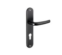 THIRARD Maia Ensemble Poignées Porte d'Entrée Trou de Cylindre Noir | Sur plaque, béquilles réversibles droite/gauche, aluminium, entraxe 195 mm, carré 7 mm