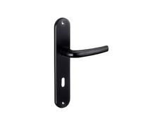 THIRARD Maia Ensemble Poignées Porte Intérieure Trou de Clé Noir | Sur plaque, béquilles réversibles droite/gauche, aluminium, entraxe 195 mm, carré 7 mm