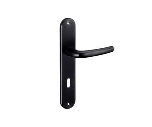 THIRARD Maia Ensemble Poignées Porte Intérieure Trou de Clé Noir | Sur plaque, béquilles réversibles droite/gauche, aluminium, entraxe 195 mm, carré 7 mm