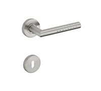 THIRARD Paire de Béquilles pour Porte, Inox, Carré 7 mm, Conçue pour Équiper Les Portes Intérieures, avec Vis à Métaux, Rosaces Assorties, Poignée Design, Décoration Moderne, Ressort de Rappel