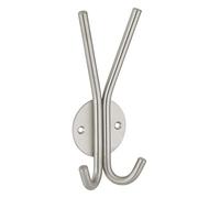 THIRARD - Patère Double Crochets - Inox - Finition Satinée - Design Moderne - Idéale pour Salle de Bain et Entrée - Résistante à l'Usure et à la Corrosion - Hauteur 15.5 cm - Gris