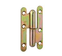 THIRARD - Paumelle de Paris pour Porte d'Entrée ou d'Intérieur - Acier Zingué - Bouts Ronds - Bague Laiton - Facile à Installer - Fixation Droite - 80 x 45 mm - Jaune/Doré