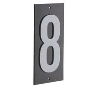 THIRARD - Plaque de Signalisation 8 - Marquage Blanc sur Fond Noir - Panneau ABS à Visser - Intérieur et Extérieur - Résistante et Durable - 56 x 120 mm - Noir