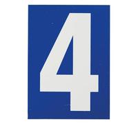 THIRARD - Plaque de Signalisation - Chiffre 4 à Coller - Pvc Adhésif - Marquage Blanc sur Fond Bleu - Intérieur et Extérieur - Résistant - 65 x 90 mm - Facile à Installer