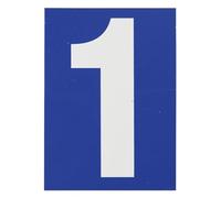 THIRARD - Plaque de Signalisation - Chiffres à Coller - Pvc Adhésif - Marquage Blanc sur Fond Bleu - Intérieur et Extérieur - Résistant - 65 x 90 mm - Facile à Installer