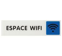 THIRARD - Plaque de Signalisation Espace WIFI - Plexiglass Adhésif - Décoration Murale - Signalétique Brillante - Accessoire Bureau - Indication Efficace - 170 x 45 mm - Blanc
