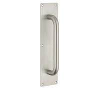 Thirard Poignée inox avec plaque sans trou - Entraxes 300 mm - Satinée gris pour porte intérieure