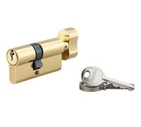 THIRARD, SA, Cylindre de serrure à bouton, 35B x 25 mm, 3 clés incluses | Profil européen, anti-arrachement, 5 goupilles, montage facile, pour porte de garage ou portillon, finition laiton