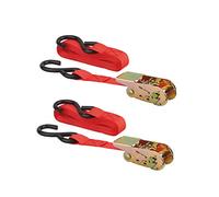 THIRARD - Sangles de Serrage à Cliquet - Lot de 2 - Polyester - Avec Crochets S - Pour Transport et Sécurisation de Charges - Fixation Efficace - 25 mm x 4.50 m - Rouge