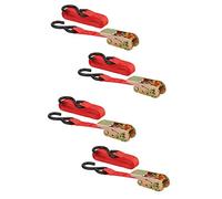THIRARD - Sangles de Serrage à Cliquet - Lot de 4 - Polyester - Avec Crochets S - Pour Transport, Fixation et Rangement - Fixation Efficace - 25 mm x 4.50 m - Rouge