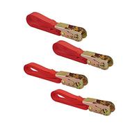 THIRARD - Sangles de Serrage à Cliquet - Lot de 4 - Polyester - Pour Transport et Sécurisation de Charges - Fixation Polyvalente - 25 mm x 3 m x 2 et 5 m x 2 - Rouge
