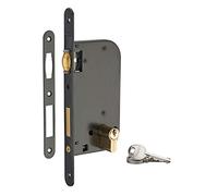 THIRARD - Serrure Encastrable à Rouleau pour Porte d'Entrée - Axe 50 mm - Cylindre 30 x 30 mm - Bouts Ronds - Coffre Acier Embouti - Têtière Acier - Noir - 3 Clés