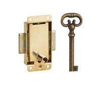 THIRARD - Serrure de meuble en applique pour porte d'ameublement, axe 15mm, 30x50mm, laiton, 1 clé - THIRARD