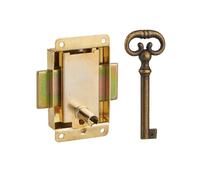 THIRARD - Serrure de meuble en applique pour porte d'ameublement, axe 20mm, 40x50mm, laiton, 1 clé - THIRARD