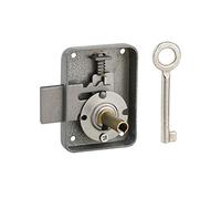 THIRARD - Serrure De Meuble Paris Pour Porte D'ameublement - Droite - Conçu pour Verrouiller Efficacement Vos Meubles - Axe 30 mm - Coffre Et Pêne Acier - 55 x 70 mm - Gris - 1 Clé Nickelée