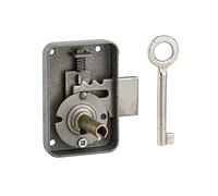 THIRARD - Serrure de Meuble Paris pour Porte d'Ameublement - Gauche - Axe 25 mm - 50 x 70 mm - Gris - 1 Clé - Coffre et Pêne Acier - Verrouillage Efficace - Installation Facile - Sécurité Optimale