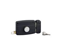 THIRARD Serrure en Applique à Bouton, Droite, Axe 70 mm, 140x90 mm, Noir | Pour Porte de Garage à Battant, 3 Clés, Entraxe 72 mm, 1 Point de Fermeture, À Tirage, Acier, Finition Laqué, Garantie 5 Ans