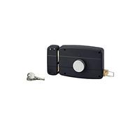 THIRARD - Serrure en Applique à Bouton pour Porte de Garage à Battant - Gauche - 140 x 90 mm - Axe 70 mm - Noir - 3 Clés - Coffre et Gâche Acier Embouti - Cylindre de Sûreté