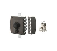 THIRARD - Serrure en Applique à Bouton pour Porte d'Entrée - 154 x 140 mm - 3 Points - Droite - 5 Clés - Coffre et Gâche Acier - Verrouillage à Trois Points - Sécurité Renforcée - Noir