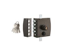 THIRARD - Serrure en Applique à Double Entrée pour Porte d'Entrée - Coffre et Gâche Acier - Verrouillage à Trois Points - 154 x 140 mm - 3 Points - Gauche - 5 Clés - Noir