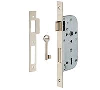 THIRARD - Serrure Encastrable à Clé pour Porte de Chambre - 1/2 Tour - Axe 40 mm - Bouts Carrés - Coffre Acier Embouti - Têtière Acier - Pêne Alliage Zingué - Gâche Plate - 1 Clé - Gris
