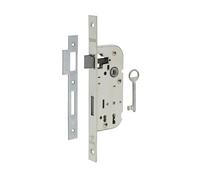 THIRARD - Serrure Encastrable à Clé pour Porte de Chambre - Axe 40 mm - Bouts Carrés - 1 offre Acier Embouti - Têtière Acier - Demi-Tour Réversible - Verrouillage Efficace - Gris