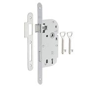 THIRARD - Serrure Encastrable à Clé pour Porte de Chambre - Axe 40 mm - Bouts Ronds - Blanc - 2 Clés - Coffre Acier Embouti - Têtière Acier - Mécanisme à 1 Tour