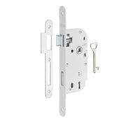 THIRARD - Serrure Encastrable à Clé pour Porte de Chambre - Axe 40 mm - Bouts Ronds - Zingué - 1 Clé - Coffre Acier Embouti - Têtière Acier - Mécanisme à 1 Tour - Gris