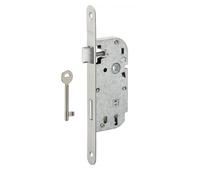 THIRARD - Serrure encastrable à clé pour porte de chambre, axe 40mm, bouts ronds, inox, avec gâche, 1 clé - THIRARD
