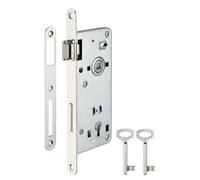 THIRARD Serrure Encastrable à Clé pour Porte de Chambre, Axe 50 mm, 2 Clés | Bouts Ronds, Carré 8 mm, Entraxe 90 mm, Gris, Réversible Droite/Gauche, Acier, Finition Zingué, Garantie 5 Ans