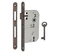 THIRARD - Serrure Encastrable à Clé pour Porte de Chambre - Axe 50 mm - Bouts Ronds - Coffre Acier Épaisseur 14 mm - Demi-Tour Réversible - 1 ronze