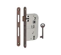 THIRARD - Serrure encastrable à clé pour porte de chambre, axe 50mm, bouts ronds, bronze, 1 clé - THIRARD