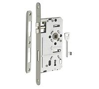 THIRARD - Serrure Encastrable à Clé pour Porte de Chambre - Gauche - Axe 55 mm - Bouts Ronds - 1 Clé - Têtière Acier - Mécanisme 1 Tour - Verrouillage Efficace - Gris