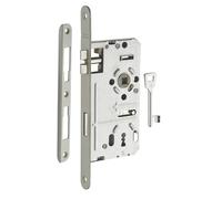 THIRARD - Serrure encastrable à clé pour porte de chambre, gauche, axe 55mm, bouts ronds, 1 clé - THIRARD