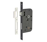 THIRARD Serrure Encastrable à Condamnation, Axe 50 mm, Bouts Carrés, Noir | Pour Porte de Salle de Bain et Toilettes, Entraxe 70 mm, Carré 7 mm, 79x145 mm, Réversible Droite/Gauche, Zinc
