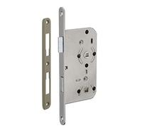 THIRARD - Serrure Encastrable à Condamnation - Gauche - Axe 55 mm - Bouts Ronds - Acier Verni - Coffre Cambré - Têtière - Mécanisme à 1 Tour - Gâche Équerre - Gris