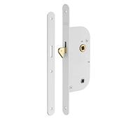 THIRARD - Serrure Encastrable à Condamnation pour Salle de Bain et Toilette - Bouts Ronds - Blanc - Coffre Têtière Pêne Crochet et Gâche Plate Acier