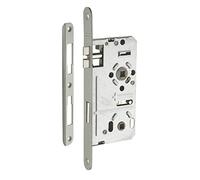 THIRARD - Serrure Encastrable à Condamnation pour Salle de Bain et Toilette - Gauche - Axe 55 mm - Bouts Ronds - Coffre Acier Cambré - Têtière Acier - Mécanisme 1 Tour - Gris