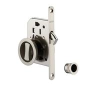 THIRARD - Serrure encastrable à crochet à condamnation pour porte coulissante, axe 50mm, bouts ronds, nickelé - THIRARD