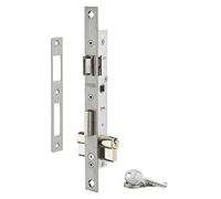 THIRARD - Serrure Encastrable à Cylindre pour Menuiserie Métallique - Axe 10.5 mm - Bouts Carrés - Cylindre 30 x 30 mm - Zingué - 3 Clés - Coffre Acier - Têtière Inox - Demi-Tour Réversible - Gris