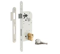 THIRARD - Serrure encastrable à cylindre pour porte d'entrée, axe 40mm, bouts ronds, cylindre 30x30mm, blanc, 3 clés